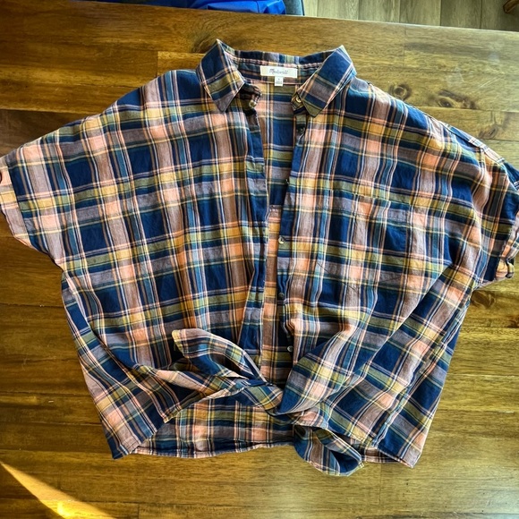 Madewell Tie Hem Plaid Button Down Shirt S Western - Picture 4 of 7